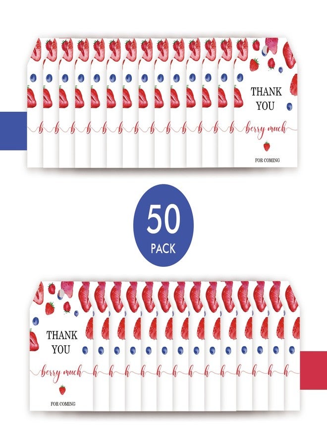 FORSHEEP 50pcs Strawberry Thank You Tags, Blueberry Party Favors Gift Tag with String, Berry Sweet Favor Tags for Baby Shower Party, Sweet One Party Favors - Image 3